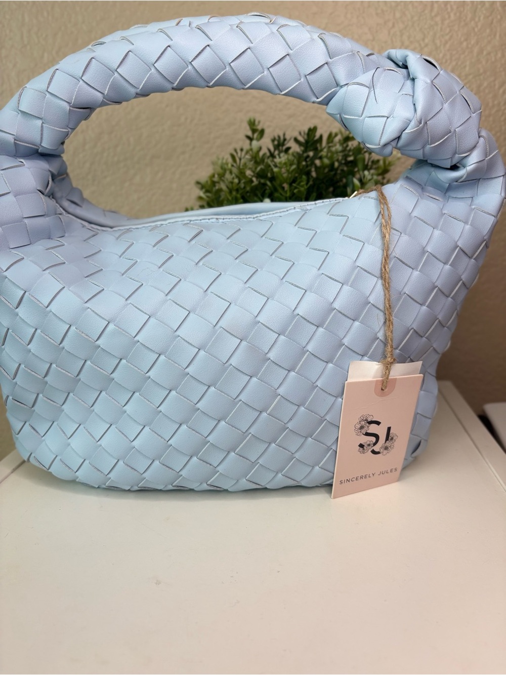Sincerly Jules Light Blue Woven Hobo Bag - Picture 8 of 12